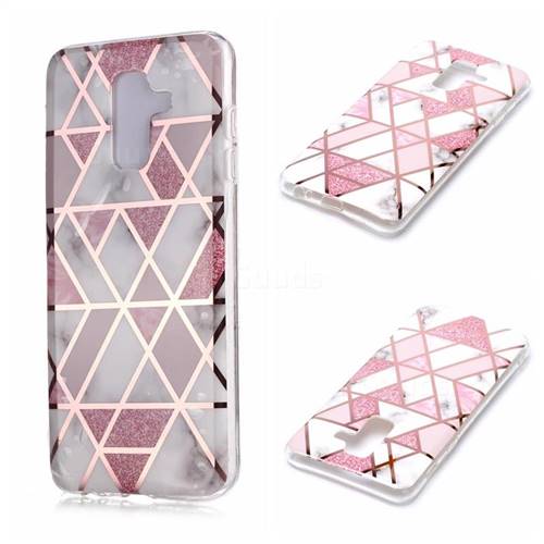 Pink Rhombus Galvanized Rose Gold Marble Phone Back Cover for Samsung Galaxy A6 Plus (2018)