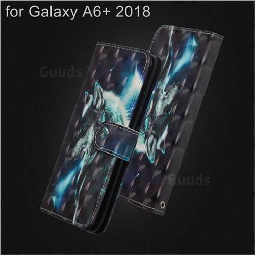 Snow Wolf 3D Painted Leather Wallet Case for Samsung Galaxy A6 Plus (2018)