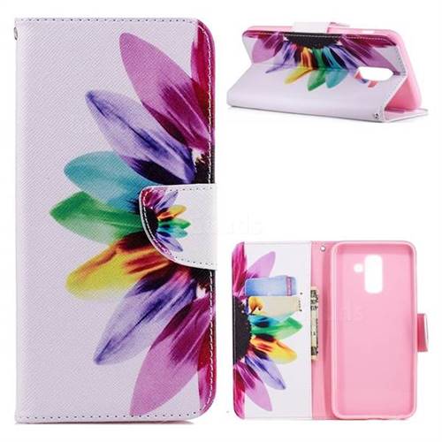 Seven-color Flowers Leather Wallet Case for Samsung Galaxy A6 Plus (2018)