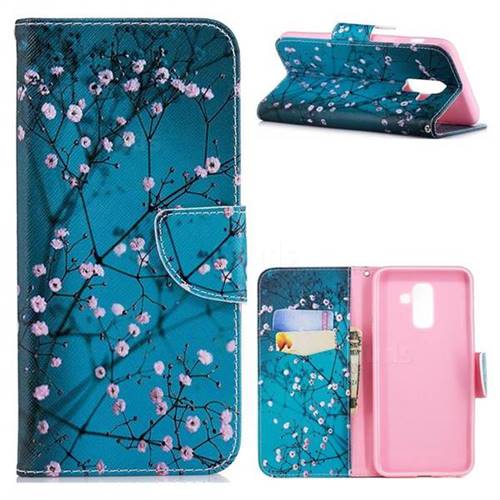 Blue Plum Leather Wallet Case for Samsung Galaxy A6 Plus (2018)