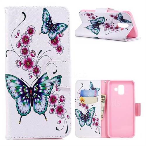 Peach Butterflies Leather Wallet Case for Samsung Galaxy A6 Plus (2018)