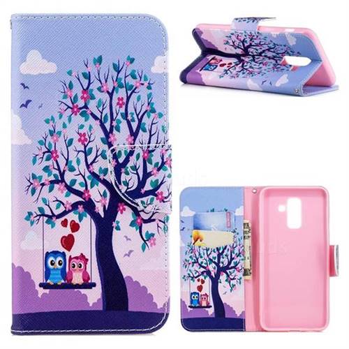 Tree and Owls Leather Wallet Case for Samsung Galaxy A6 Plus (2018)