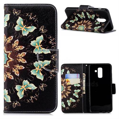 Circle Butterflies Leather Wallet Case for Samsung Galaxy A6 Plus (2018)