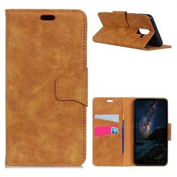 MURREN Luxury Retro Classic PU Leather Wallet Phone Case for Samsung Galaxy A6 Plus (2018) - Yellow