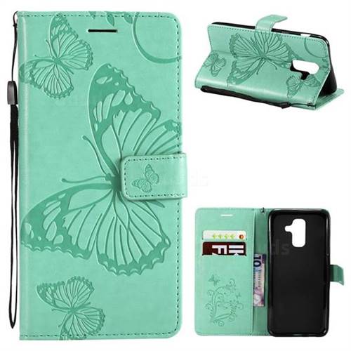 Embossing 3D Butterfly Leather Wallet Case for Samsung Galaxy A6 Plus (2018) - Green