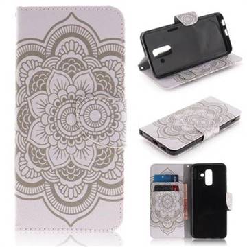 White Flowers PU Leather Wallet Case for Samsung Galaxy A6 Plus (2018)