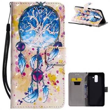 Blue Dream Catcher 3D Painted Leather Wallet Case for Samsung Galaxy A6 Plus (2018)