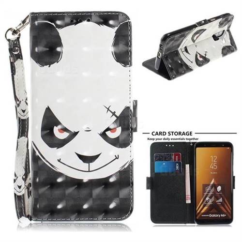Angry Bear 3D Painted Leather Wallet Phone Case for Samsung Galaxy A6 Plus (2018)