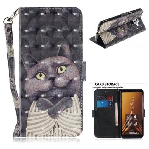 Cat Embrace 3D Painted Leather Wallet Phone Case for Samsung Galaxy A6 Plus (2018)