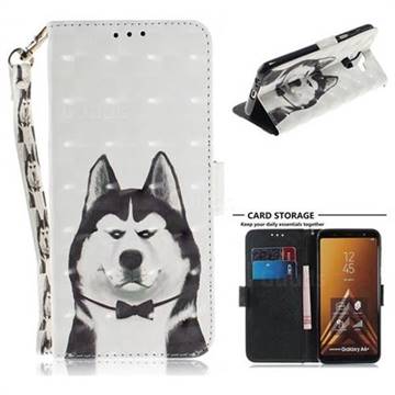 Husky Dog 3D Painted Leather Wallet Phone Case for Samsung Galaxy A6 Plus (2018)