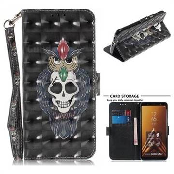 Skull Cat 3D Painted Leather Wallet Phone Case for Samsung Galaxy A6 Plus (2018)