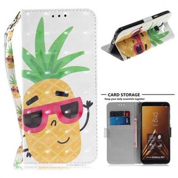 Pineapple Glasses 3D Painted Leather Wallet Phone Case for Samsung Galaxy A6 Plus (2018)
