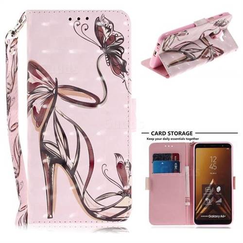 Butterfly High Heels 3D Painted Leather Wallet Phone Case for Samsung Galaxy A6 Plus (2018)