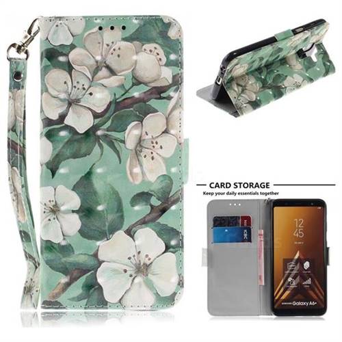 Watercolor Flower 3D Painted Leather Wallet Phone Case for Samsung Galaxy A6 Plus (2018)