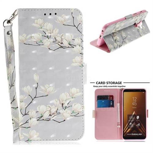 Magnolia Flower 3D Painted Leather Wallet Phone Case for Samsung Galaxy A6 Plus (2018)