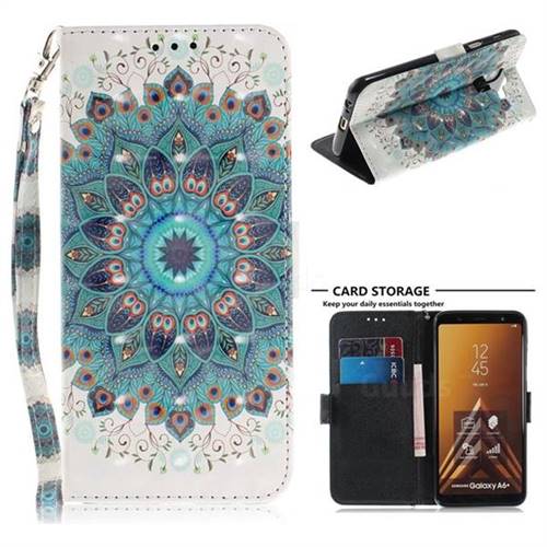 Peacock Mandala 3D Painted Leather Wallet Phone Case for Samsung Galaxy A6 Plus (2018)