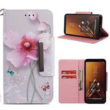 Pearl Flower Big Metal Buckle PU Leather Wallet Phone Case for Samsung Galaxy A6 Plus (2018)