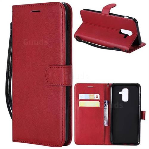 Retro Greek Classic Smooth PU Leather Wallet Phone Case for Samsung Galaxy A6 Plus (2018) - Red