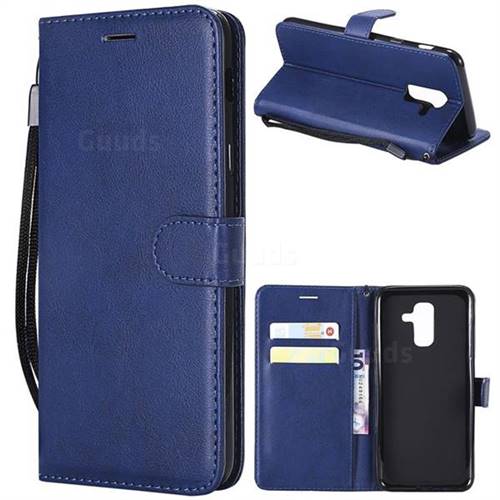 Retro Greek Classic Smooth PU Leather Wallet Phone Case for Samsung Galaxy A6 Plus (2018) - Blue