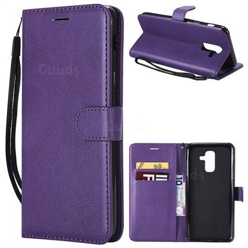 Retro Greek Classic Smooth PU Leather Wallet Phone Case for Samsung Galaxy A6 Plus (2018) - Purple