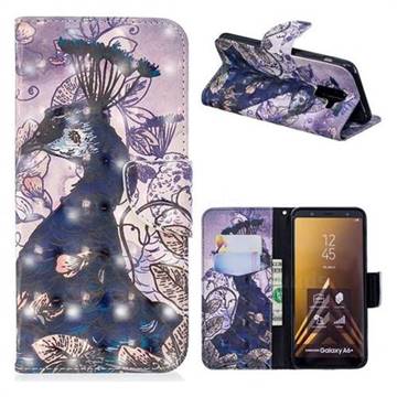 Purple Peacock 3D Painted Leather Wallet Phone Case for Samsung Galaxy A6 Plus (2018)