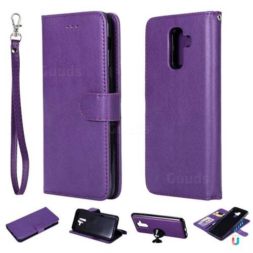 Retro Greek Detachable Magnetic PU Leather Wallet Phone Case for Samsung Galaxy A6 Plus (2018) - Purple