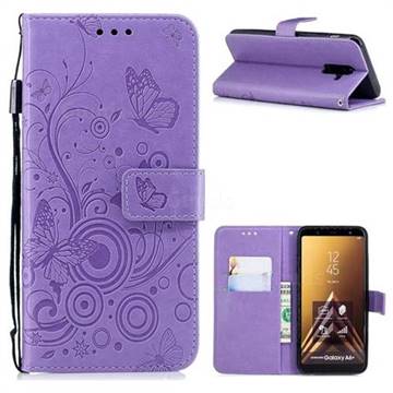Intricate Embossing Butterfly Circle Leather Wallet Case for Samsung Galaxy A6 Plus (2018) - Purple