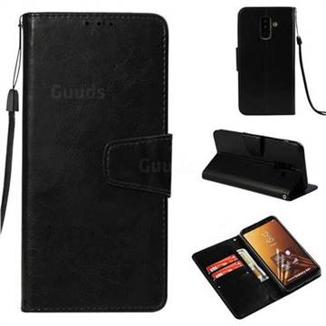 Retro Phantom Smooth PU Leather Wallet Holster Case for Samsung Galaxy A6 Plus (2018) - Black