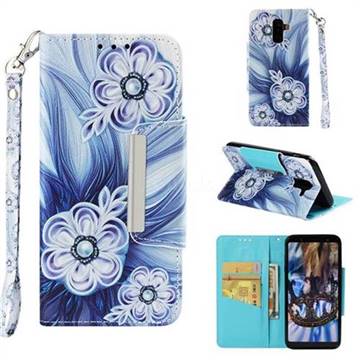 Button Flower Big Metal Buckle PU Leather Wallet Phone Case for Samsung Galaxy A6 Plus (2018)