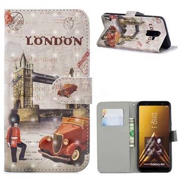 Retro London 3D Painted Leather Phone Wallet Case for Samsung Galaxy A6 Plus (2018)