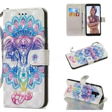 Colorful Elephant 3D Painted Leather Wallet Phone Case for Samsung Galaxy A6 Plus (2018)