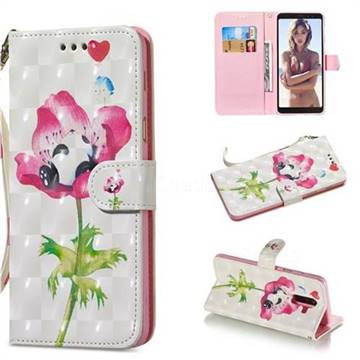 Flower Panda 3D Painted Leather Wallet Phone Case for Samsung Galaxy A6 Plus (2018)