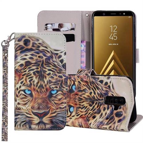 Leopard 3D Painted Leather Phone Wallet Case Cover for Samsung Galaxy A6 Plus (2018)
