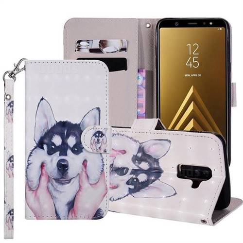 Husky Dog 3D Painted Leather Phone Wallet Case Cover for Samsung Galaxy A6 Plus (2018)