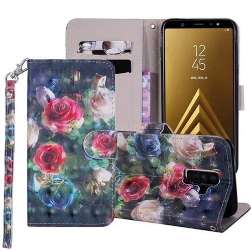 Rose Flower 3D Painted Leather Phone Wallet Case Cover for Samsung Galaxy A6 Plus (2018)