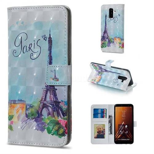 Paris Tower 3D Painted Leather Phone Wallet Case for Samsung Galaxy A6 Plus (2018)