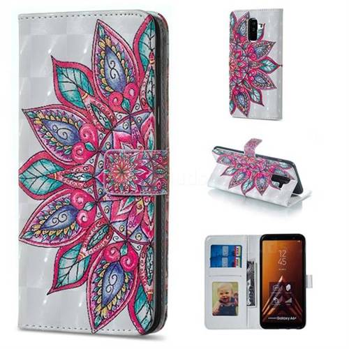 Mandara Flower 3D Painted Leather Phone Wallet Case for Samsung Galaxy A6 Plus (2018)