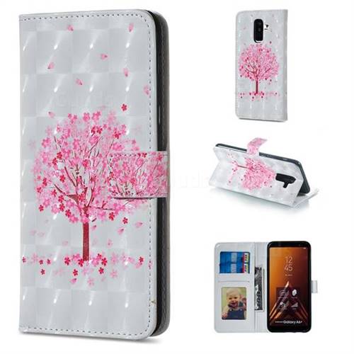 Sakura Flower Tree 3D Painted Leather Phone Wallet Case for Samsung Galaxy A6 Plus (2018)