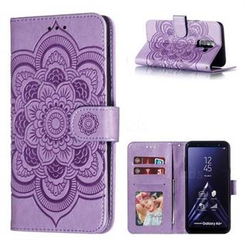 Intricate Embossing Datura Solar Leather Wallet Case for Samsung Galaxy A6 Plus (2018) - Purple