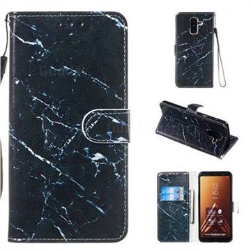 Black Marble Smooth Leather Phone Wallet Case for Samsung Galaxy A6 Plus (2018)