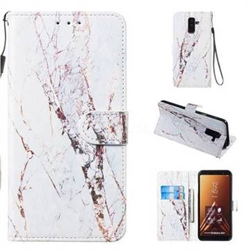 White Marble Smooth Leather Phone Wallet Case for Samsung Galaxy A6 Plus (2018)