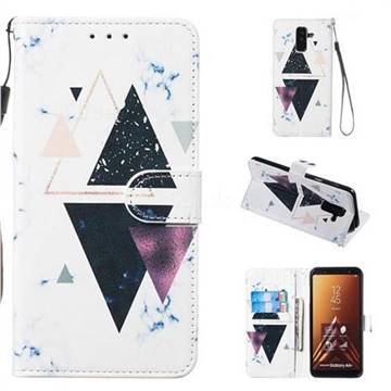 Triangle Marble Smooth Leather Phone Wallet Case for Samsung Galaxy A6 Plus (2018)