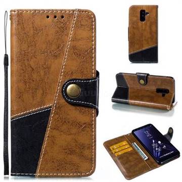 Retro Magnetic Stitching Wallet Flip Cover for Samsung Galaxy A6 Plus (2018) - Brown