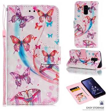 Ribbon Flying Butterfly 3D Painted Leather Phone Wallet Case for Samsung Galaxy A6 Plus (2018)