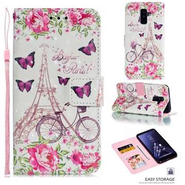 Bicycle Flower Tower 3D Painted Leather Phone Wallet Case for Samsung Galaxy A6 Plus (2018)