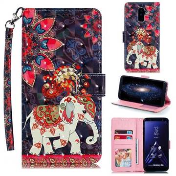 Phoenix Elephant 3D Painted Leather Phone Wallet Case for Samsung Galaxy A6 Plus (2018)