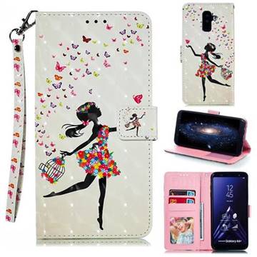 Flower Girl 3D Painted Leather Phone Wallet Case for Samsung Galaxy A6 Plus (2018)