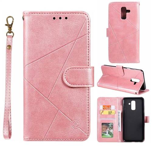 Embossing Geometric Leather Wallet Case for Samsung Galaxy A6 Plus (2018) - Rose Gold