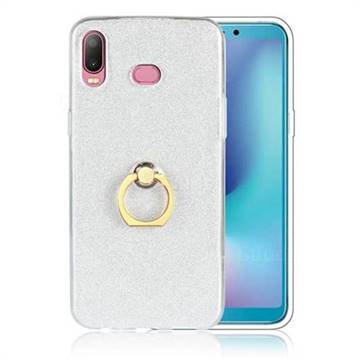 Luxury Soft TPU Glitter Back Ring Cover with 360 Rotate Finger Holder Buckle for Samsung Galaxy A6s - White