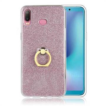 Luxury Soft TPU Glitter Back Ring Cover with 360 Rotate Finger Holder Buckle for Samsung Galaxy A6s - Pink